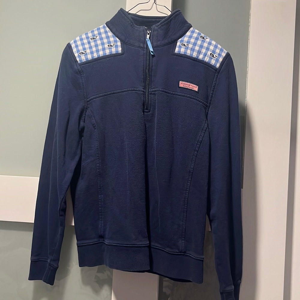 Vineyard vines blue checkered whale shep shirt